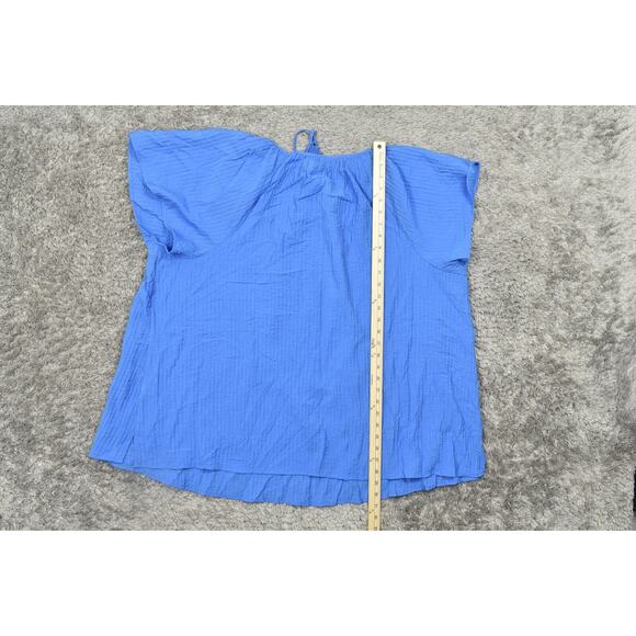 Lane Bryant Blue Blouse Plus Size 26/28 Cotton Blend Short Sleeve Keyhole - Picture 5 of 7